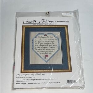 Sandi Phipps My Daughter My Friend Cross-Stitch Kit - Blue and Gold Heart floral